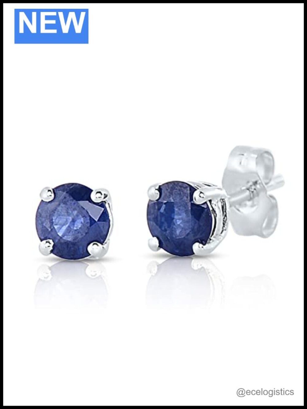 14K Solid Gold Genuine Ruby Sapphire 4mm Round Stud Earrings
